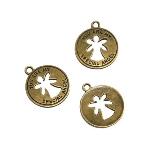 Tibetan Style Pendants, Round, antique bronze color plated, DIY, 22x19mm, 100PCs/Bag, Sold By Bag