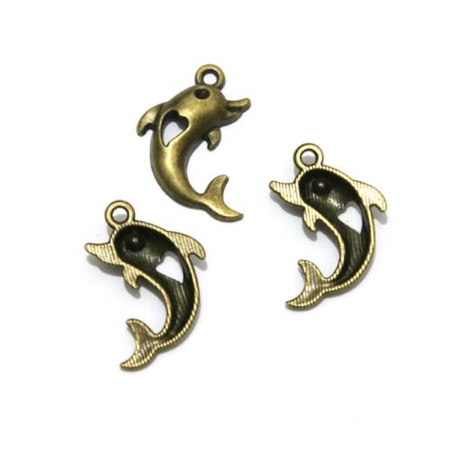 Tibetan Style Animal Pendants, Dolphin, antique bronze color plated, DIY, 26x17mm, 50PCs/Bag, Sold By Bag