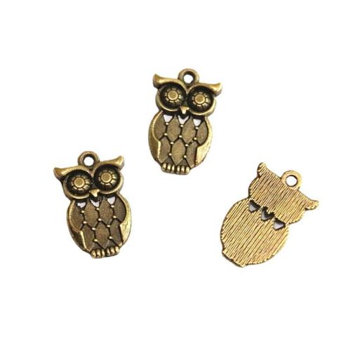 Pendentifs animaux en alliage de zinc, hibou, Plaqué de couleur de bronze antique, DIY, 22x14mm, 60PC/sac, Vendu par sac