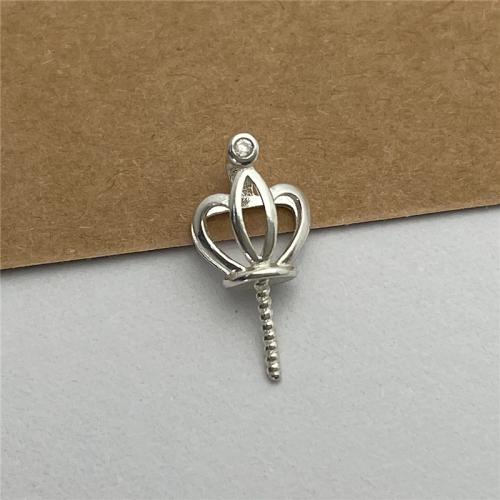 925 Sterling Silver Pendant Bail, Crown, DIY & with rhinestone & hollow, 6mm, Hole:Approx 3mm, Sold By PC