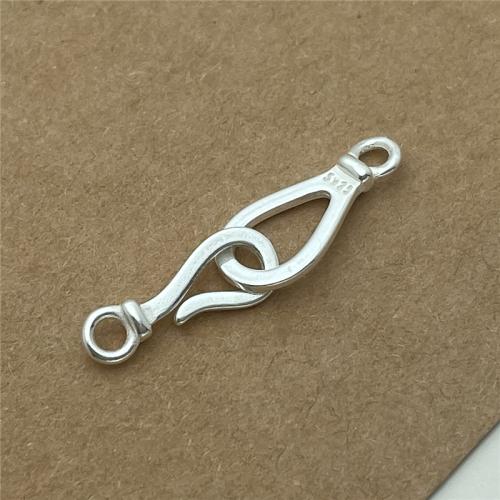 925 Sterling Silver Fishhook Clasp, DIY, 24mm, Sold By Set