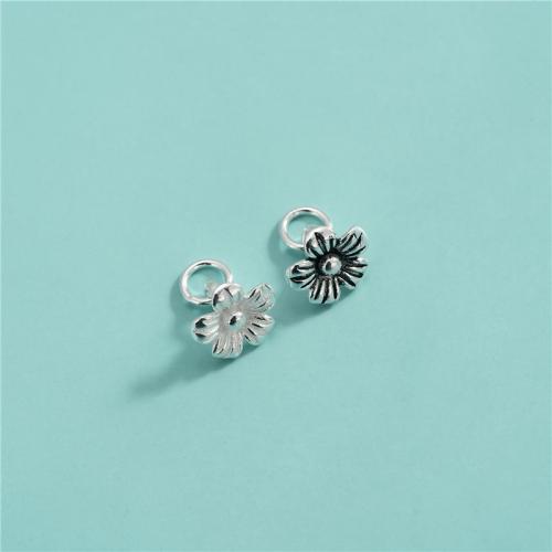 925 Sterling Silver Pendant, Flower, DIY, more colors for choice, 8.60x6.40mm, Hole:Approx 3.3mm, Sold By PC