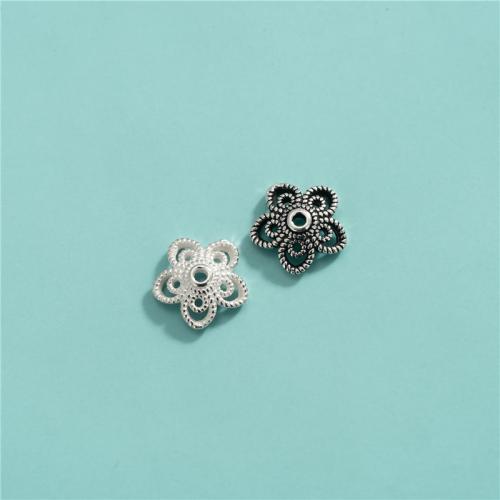 925 Sterling Silver Bead Cap, Flower, DIY & hollow, more colors for choice, 10.40mm, Hole:Approx 1.2mm, Sold By PC