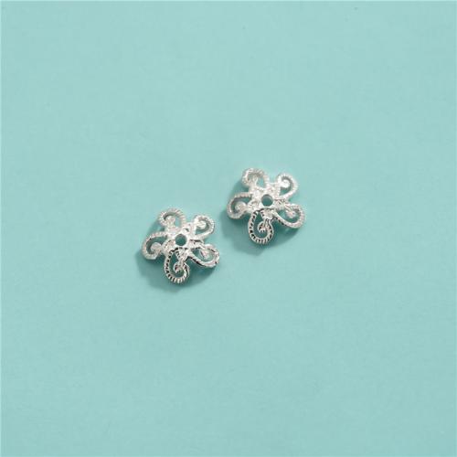 925 Sterling Silver Bead Cap, DIY & hollow, silver color, 7.60mm, Hole:Approx 0.8mm, Sold By PC