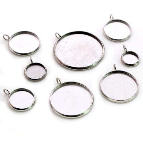 Stainless Steel Pendant Setting, 304 Stainless Steel, DIY & different size for choice, original color, 20PCs/Bag, Sold By Bag