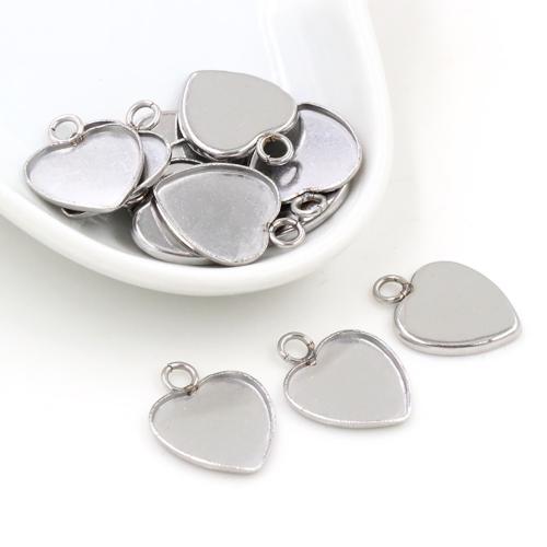 Stainless Steel Pendant Setting, 304 Stainless Steel, Heart, DIY, original color,  inner diameter 12mm, 20PCs/Bag, Sold By Bag