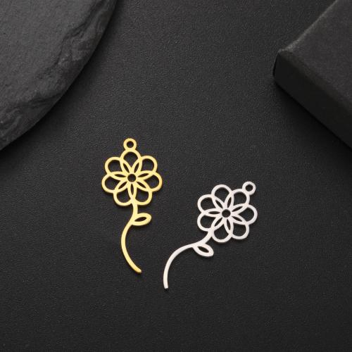 Stainless Steel Flower Pendant, 304 Stainless Steel, DIY & hollow, more colors for choice, 13x30mm, Sold By PC