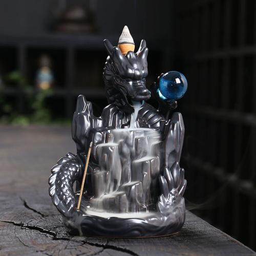 Backflow Incense Burner, Porcelain, half handmade, for home and office & durable & multifunctional, more colors for choice, 115x110x165mm, Sold By PC