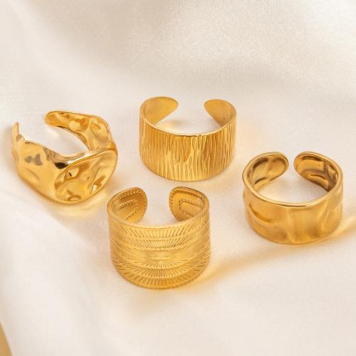 Stainless Steel Finger Ring, 304 Stainless Steel, 18K gold plated, Adjustable & different styles for choice & for woman, golden, Sold By PC