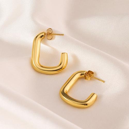 Pendientes de Acero Inoxidable, acero inoxidable 304, 18K chapado en oro, Joyería & para mujer, dorado, 20x25mm, Vendido por Par