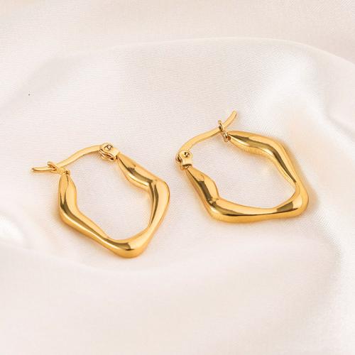 Stainless Steel Lever Back Earring, 304 Stainless Steel, 18K gold plated, fashion jewelry & for woman, golden, 20x26mm, Sold By Pair