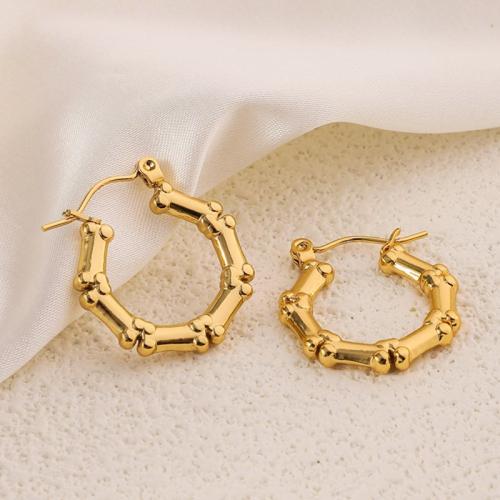 Acier inoxydable Levier Retour Earring, Acier inoxydable 304, Plaqué or 18K, bijoux de mode & pour femme, doré, 22x25mm, Vendu par paire