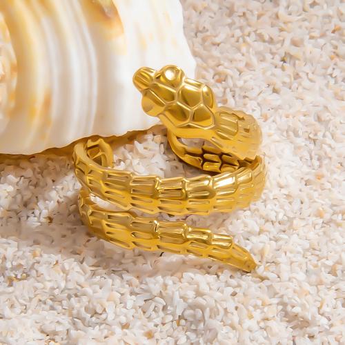 Stainless Steel Finger Ring, 304 Stainless Steel, Snake, fashion jewelry & for woman, golden, Sold By PC