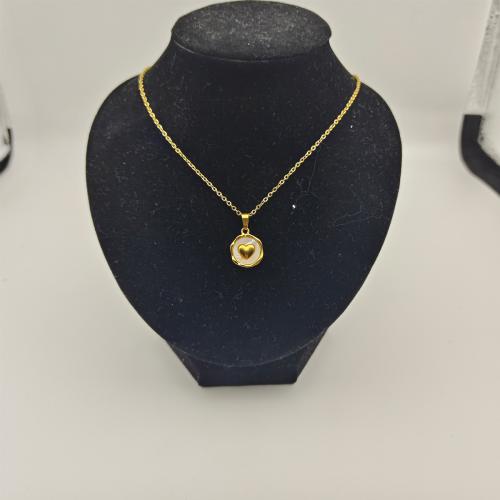 Edelstahl Schmuck Halskette, 304 Edelstahl, mit Muschel, Modeschmuck & verschiedene Stile für Wahl & für Frau, goldfarben, 13mm, Länge:ca. 45 cm, verkauft von PC