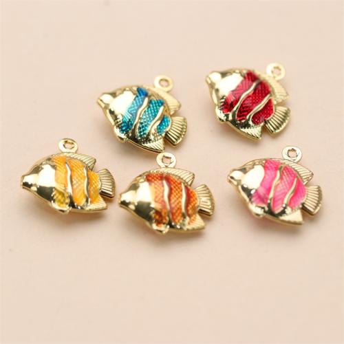 Brass Jewelry Pendants, Fish, gold color plated, DIY & enamel, more colors for choice, nickel, lead & cadmium free, 18x17.50mm, Sold By PC