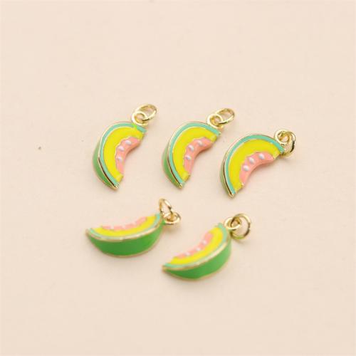 Brass Jewelry Pendants, Watermelon, gold color plated, DIY & enamel, nickel, lead & cadmium free, 21.50x7.50mm, Sold By PC