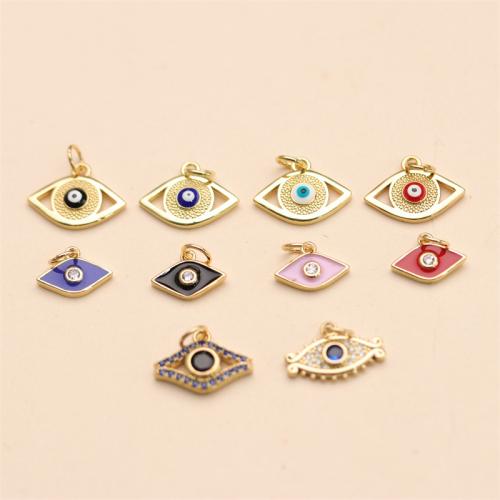 Evil Eye Pendants, Brass, gold color plated, DIY & different size for choice & micro pave cubic zirconia & enamel, more colors for choice, nickel, lead & cadmium free, Sold By PC