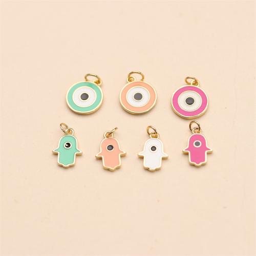 Evil Eye Pendants, Brass, gold color plated, Different Shape for Choice & DIY & enamel, more colors for choice, nickel, lead & cadmium free, Sold By PC