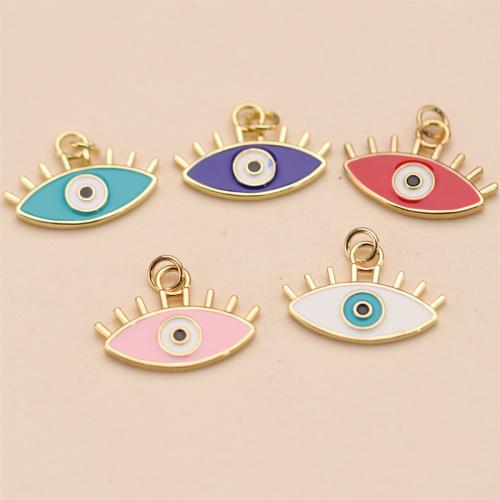 Evil Eye Pendants, Brass, gold color plated, DIY & enamel, more colors for choice, nickel, lead & cadmium free, 19x22mm, Sold By PC