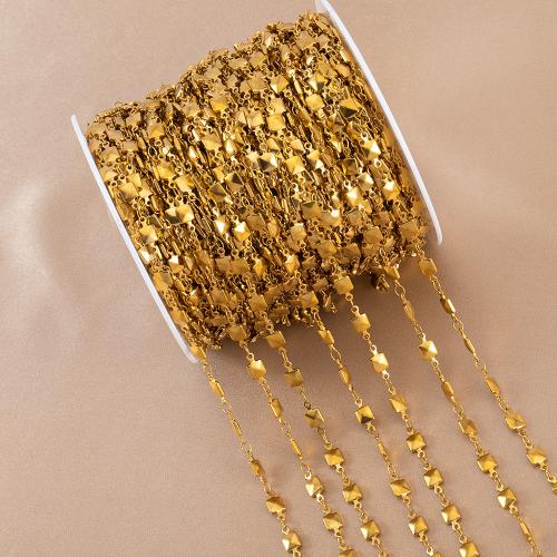 Stainless Steel Jewelry Chain, 304 Stainless Steel, Square, Vacuum Ion Plating, DIY, golden, 1m/Bag, Sold By Bag