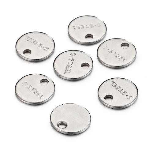 Stainless Steel Pendants, 304 Stainless Steel, Flat Round, DIY, original color, 8mm, Hole:Approx 1.7mm, Approx 100PCs/Bag, Sold By Bag