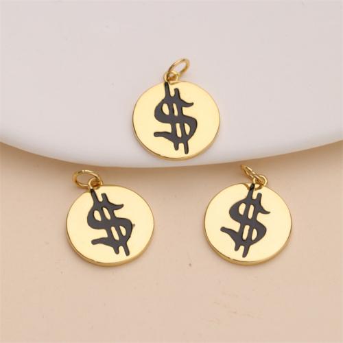 Brass Jewelry Pendants, Round, gold color plated, DIY & enamel, nickel, lead & cadmium free, 15mm, Sold By PC