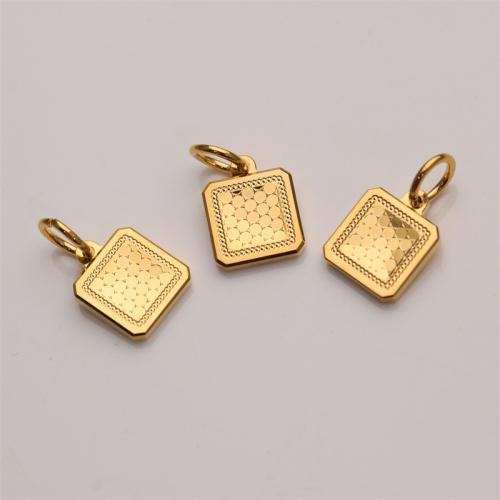 Brass Jewelry Pendants,  Square, gold color plated, DIY, nickel, lead & cadmium free, 14mm, Sold By PC