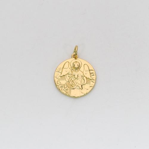 Brass Jewelry Pendants, Round, gold color plated, DIY, nickel, lead & cadmium free, 17x22.60mm, Sold By PC