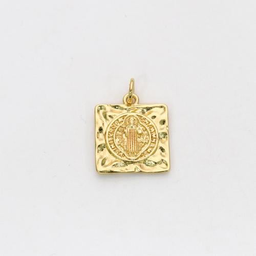 Brass Jewelry Pendants,  Square, gold color plated, DIY, nickel, lead & cadmium free, 14.80x20.70mm, Sold By PC