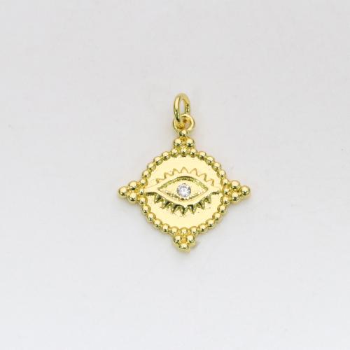 Cubique Pendentif en laiton zircon pavent, Rond, Placage de couleur d'or, DIY & pavé de micro zircon, protéger l'environnement, sans nickel, plomb et cadmium, 18.30x23.30mm, Vendu par PC