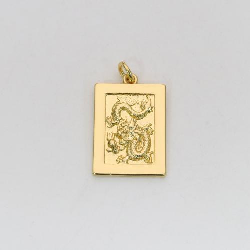 Bijoux pendentifs en laiton, rectangle, Placage de couleur d'or, DIY, protéger l'environnement, sans nickel, plomb et cadmium, 15.20x25.70mm, Vendu par PC