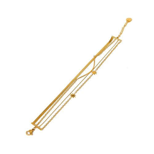 Stainless Steel Jewelry Bracelet, 304 Stainless Steel, with 4cm extender chain, gold color plated, fashion jewelry, golden, Length:15.5 cm, Sold By PC