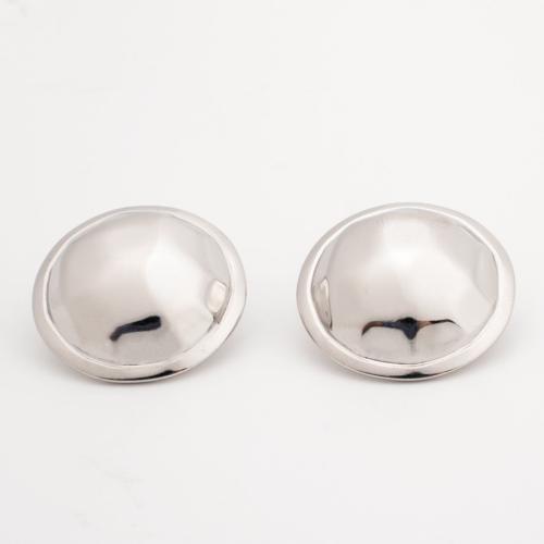 Stainless Steel Stud Earrings, 304 Stainless Steel, Round, Vacuum Ion Plating, fashion jewelry & for woman, more colors for choice, 22x22mm, Sold By Pair