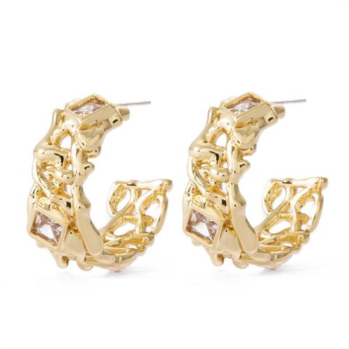 Boucles d'oreilles en laiton zircon cubique pavent, Placage, pavé de micro zircon & pour femme, plus de couleurs à choisir, 21mm, Vendu par paire