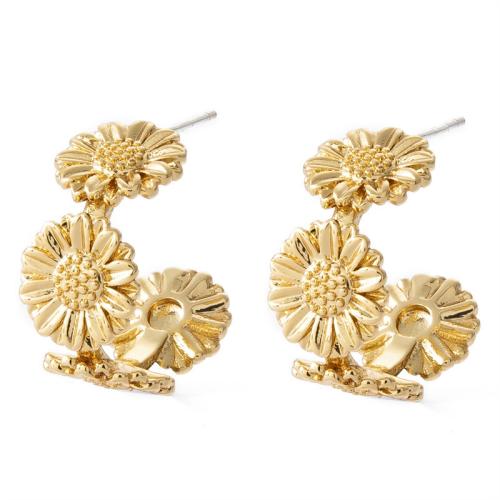 Brass Stud Earring, petals, plated, for woman, more colors for choice, 22mm, Sold By Pair