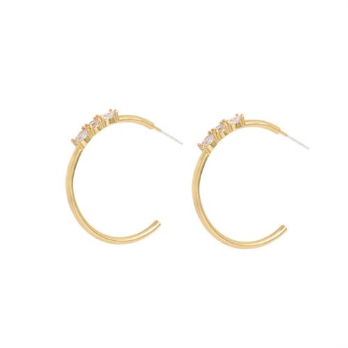 Boucles d'oreilles en laiton zircon cubique pavent, Placage, pavé de micro zircon & pour femme, plus de couleurs à choisir, 33mm, Vendu par paire