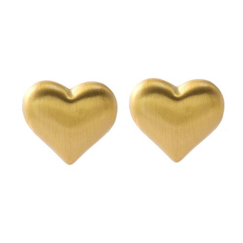 Brass Stud Earring, Heart, plated, for woman, more colors for choice, 15mm, Sold By Pair