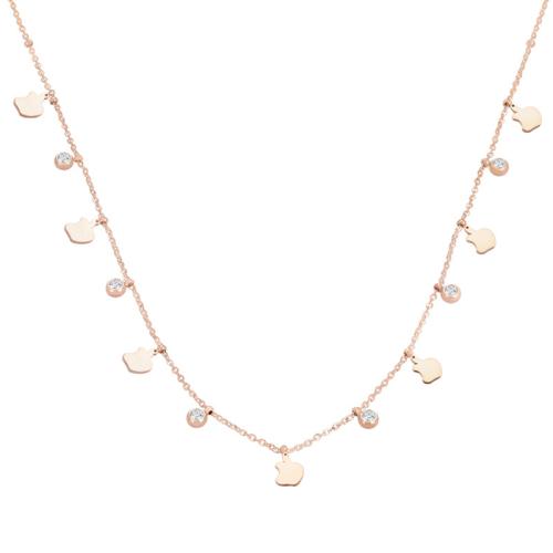 Collier de bijoux en acier inoxydable, Acier inoxydable 304, pomme, pavé de micro zircon & pour femme, couleur or rose, Longueur:Environ 46 cm, Vendu par PC