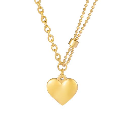 Stainless Steel Jewelry Necklace, 304 Stainless Steel, Heart, Vacuum Ion Plating, for woman, gold, Length:Approx 50.6 cm, Sold By PC