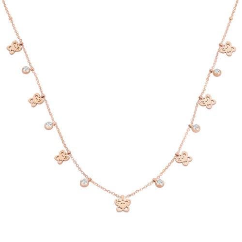 Collier de bijoux en acier inoxydable, Acier inoxydable 304, pavé de micro zircon & pour femme, couleur or rose, Longueur:Environ 46 cm, Vendu par PC