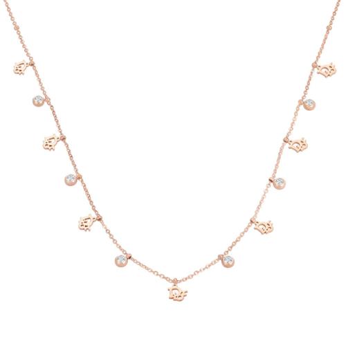 Collier de bijoux en acier inoxydable, Acier inoxydable 304, pavé de micro zircon & pour femme, couleur or rose, Longueur:Environ 46 cm, Vendu par PC