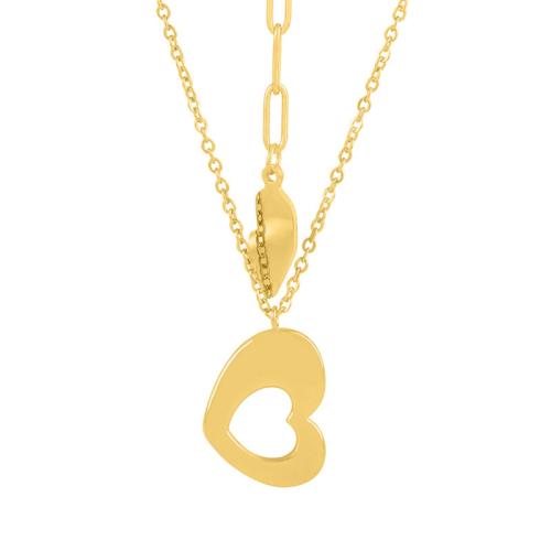 Collier de bijoux en acier inoxydable, Acier inoxydable 304, coeur, pour femme, Or, Longueur:Environ 47.7 cm, Vendu par PC