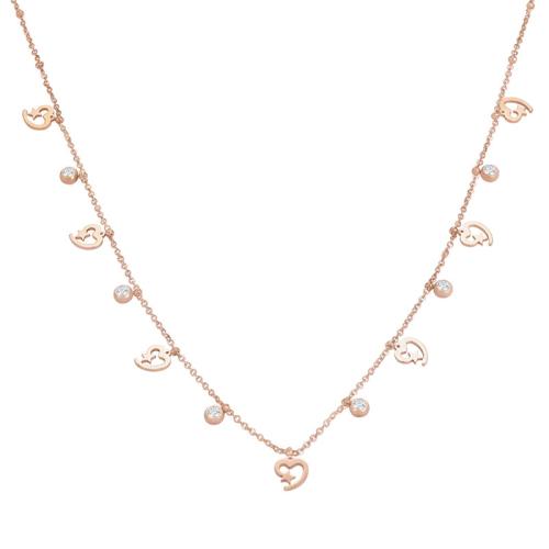 Collier de bijoux en acier inoxydable, Acier inoxydable 304, pavé de micro zircon & pour femme, couleur or rose, Longueur:Environ 46 cm, Vendu par PC