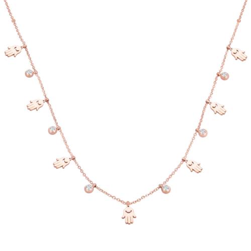 Stainless Steel Jewelry Necklace, 304 Stainless Steel, Vacuum Ion Plating, micro pave cubic zirconia & for woman, rose gold color, Length:Approx 46 cm, Sold By PC