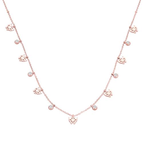 Stainless Steel Jewelry Necklace, 304 Stainless Steel, Vacuum Ion Plating, micro pave cubic zirconia & for woman, rose gold color, Length:Approx 46 cm, Sold By PC