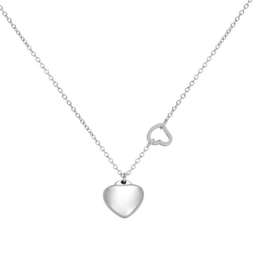 Stainless Steel Jewelry Necklace, 304 Stainless Steel, Heart, Vacuum Ion Plating, for woman, platinum color, Length:Approx 52 cm, Sold By PC