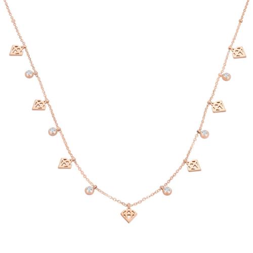 Collier de bijoux en acier inoxydable, Acier inoxydable 304, pavé de micro zircon & pour femme, couleur or rose, Longueur:Environ 46 cm, Vendu par PC