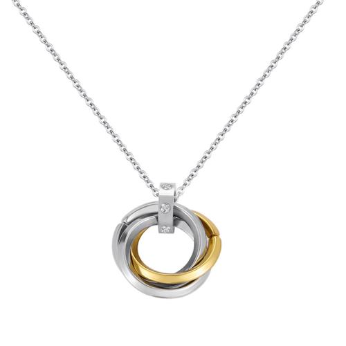 Collier de bijoux en acier inoxydable, Acier inoxydable 304, pavé de micro zircon & pour femme, couleur platine, Longueur:Environ 50.3 cm, Vendu par PC