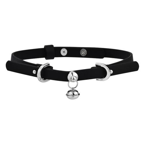 Mode Collier Choker, alliage de zinc, avec cuir PU, Placage, bijoux de mode & pour femme, noire, Longueur:Environ 40 cm, Vendu par PC