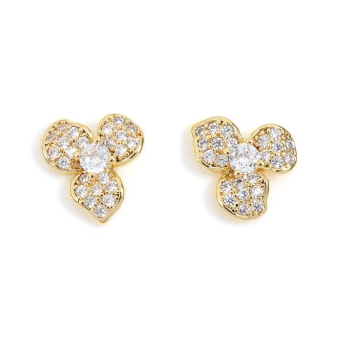 Cubic Zirconia Micro Pave Brass Earring, micro pave cubic zirconia & for woman, more colors for choice, Sold By Pair